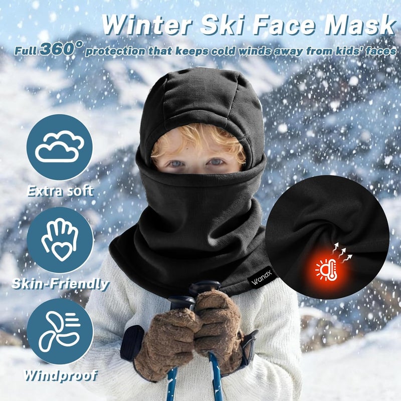 Wandx Winter Balaclava Ski Mask for Kids Windproof Ski Face Neck Warmer for Cold Weather Winter Outdoor Sports - Image 3